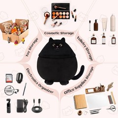 Cantustime Funny Cat Makeup Bag – Large Capacity 11.8 inches, A-Cat-Black02