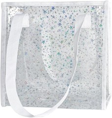Transparent Tote Bag W/ Stars Pattern Print Large Capacity Shopping Bag Reusable
