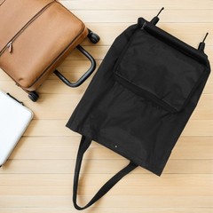 Portable Folding Shopping Bag with Wheels Black Lightweight Oxford Fabric