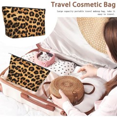 Makeup Bag Brown Leopard Print Cosmetic Bags for Women