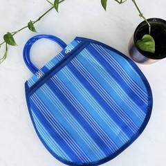 Foldable Multicolor Striped Plastic Reusable Shopping Bag with Handles