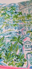 Lilly Pulitzer – Palm Tree Green Pink Reusable Shopping Bag 15x11x7″