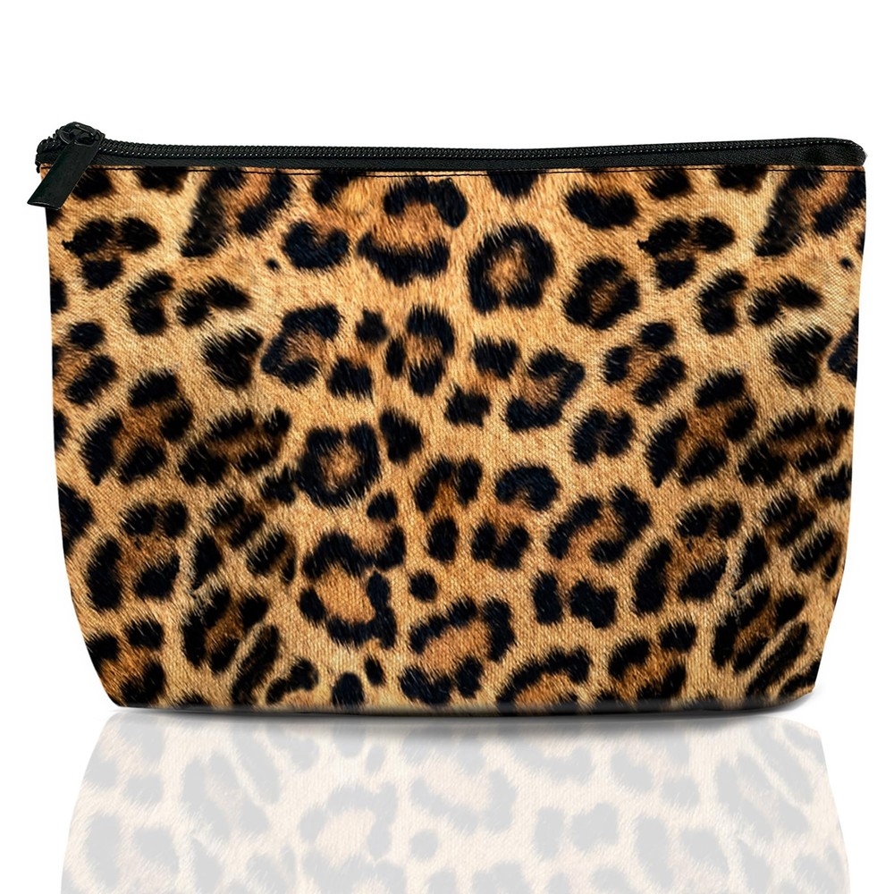 Makeup Bag Brown Leopard Print Cosmetic Bags for Women