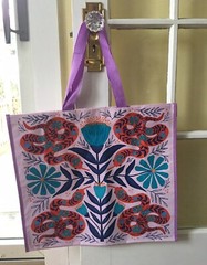Snake Python Reptile Floral Design~Shopping Bag Reusable Tote Bag~Marshalls NEW