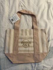 Trader Joe’s Striped Multicolor Canvas Mini Tote Bags Set of 4 11x13x11