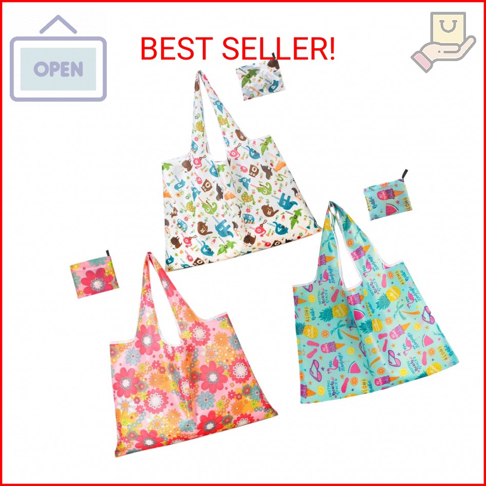 lyBlissor Extra Large 50Lbs Foldable Reusable Shopping Bags with Handles Fold Up