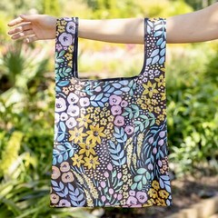 NEW! EB Design SET OF TWO REUSABLE NYLON BAGS — “Citron Posies” & “Black Floral”