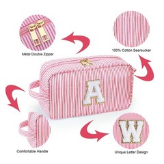 YOOLIFE Gifts for Women Teen Girls Kids – Initial Makeup Bag Cosmetic Pink