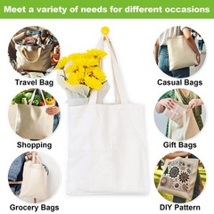 Canvas Tote Bag 4 Pack Reusable Cotton Shopping Bags Blank DIY Craft Tote Market