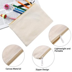 Gejoy 10 Pieces Cosmetic Canvas Pouch Bag Multipurpose Makeup Large, Beige