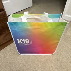 K18 Reusable Shopping Tote Bag All-Over Multicolor/White Double Handles