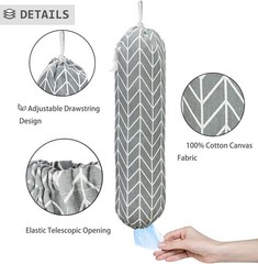 Large Wall Mount Grocery Bag Organizer – Adjustable, Machine Washable, Gray