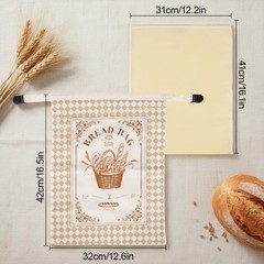 2 Pack Reusable Beeswax Bread Bags, 16×12 Inch Cotton Storage X-Large, Beige