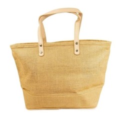 Burlap Tote Bags for Bridesmaids | Leather Handle Jute Carry Bag