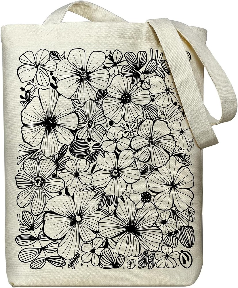 Canvas Tote Bag for Women, Aesthetic Tote Bag with Zipper Pocket for Grocery Tra