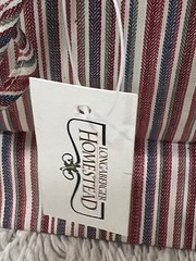 NEW Longaberger Small Canvas Tote Striped Floral Embroidered Red Green Blue Bag