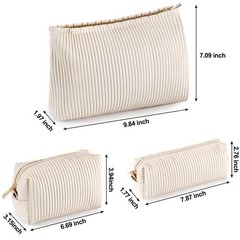 Talltalk 3 Pcs Cosmetic Makeup Bag for Women Portable PU Leather, Elegant