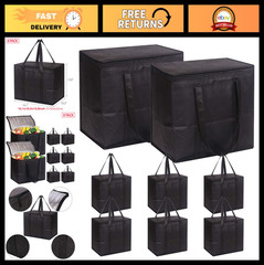 8 Large Insulated Reusable Grocery Bags – Heavy Duty Cooler Totes, Zippered, Fol