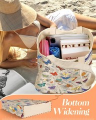 Aesthetic Canvas Tote Bag – with Makeup Pouch Bag for Women