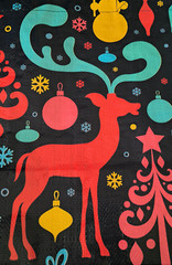 SKILCRAFT LAMINATED LARGE TOTE UTILITY BAG REINDEER 6.5 Gallon Navy Pink NWT