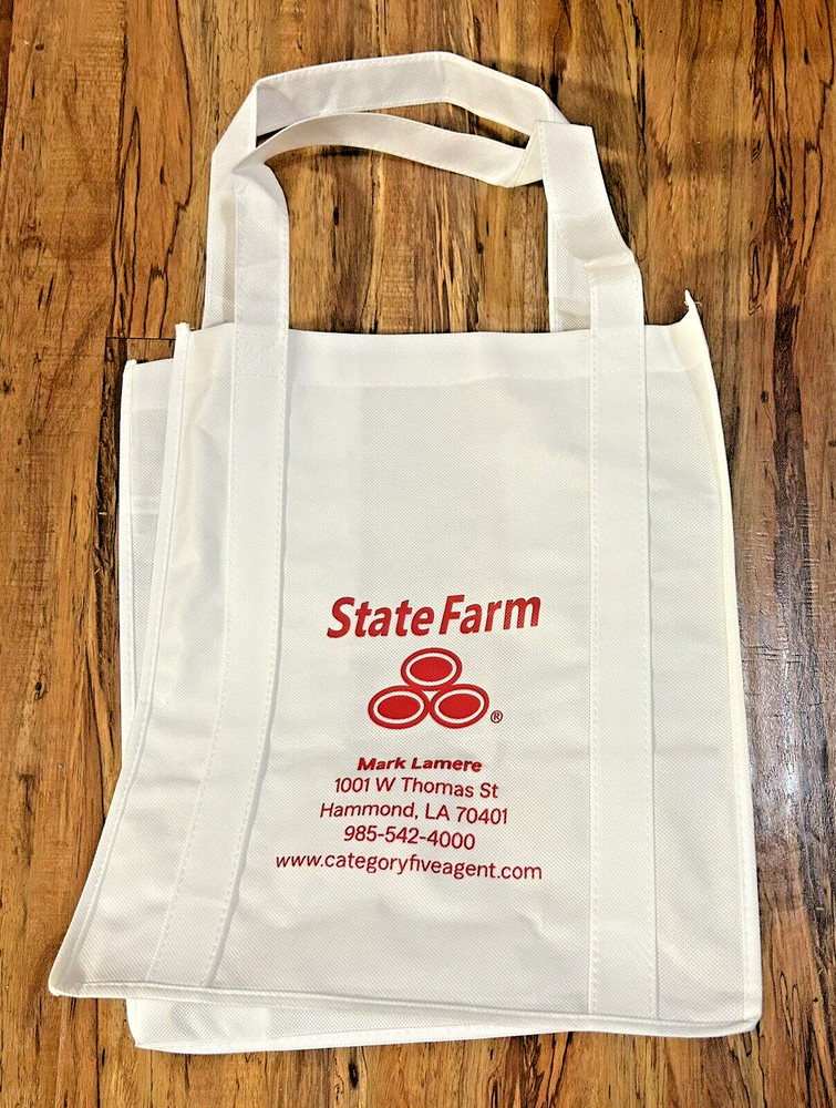 State Farm Tote Book Grocery Bag Hammond, Louisiana White and Red VGC