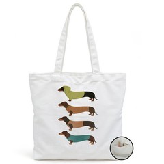 Dachshund Canvas Tote Bag with Zipper Inner Pocket Large Capacity Portable Tr…