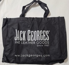 Jack Georges Tote Bag Fine Leather Goods Black Sz 18×14 Reusable Shopping Pouch