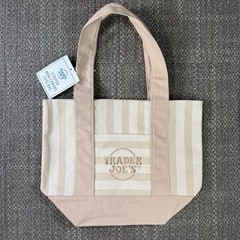 Trader Joe’s Striped Mini Canvas Tote Bag Tan Beige Brown Summer 2026 Limited