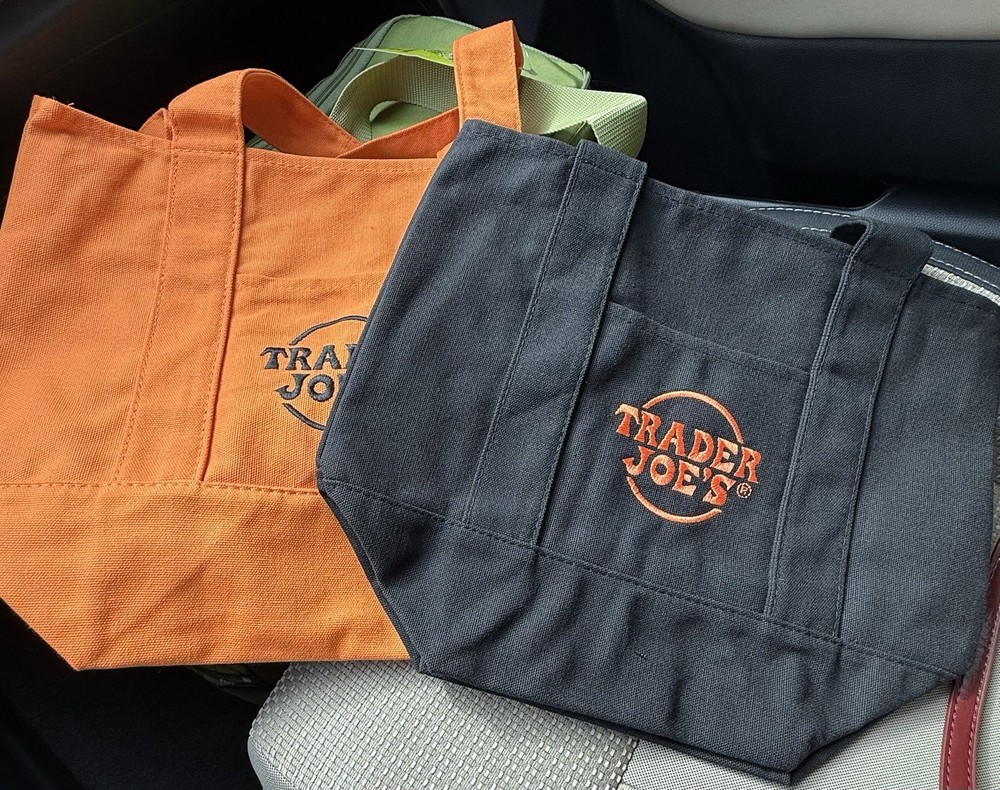 Trader Joe’s 🎃 Canvas Tote Bag *Limited Edition* 2 Pack Black/Orange NWT