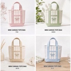 Trader Joe’s Mini Tote Bag 4-Pack Set Pink Blue Green Beige New