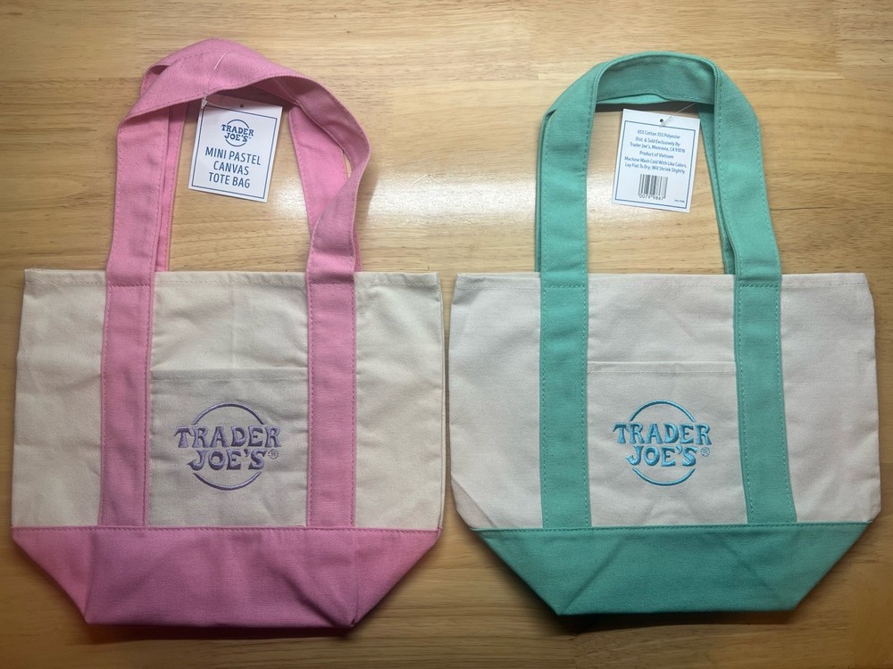 TWO Trader Joe’s Mini Pastel Canvas Tote