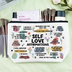 Sugchairo Self Love Gifts Positive Affirmations Makeup Bag White