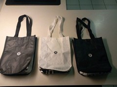 Lululemon Reusable Shopping Tote Bag Small Black & White Lot 3 Used