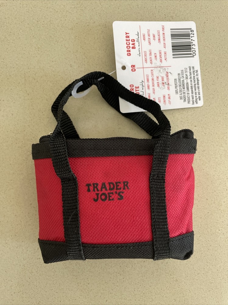 Trader Joe’s Micro Tote Bag With Red Grocery Bag Limited Edition NEW