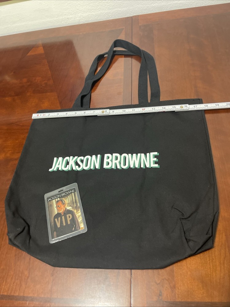Jackson Browne 2019 Tour Black Cotton Canvas Tote Bag Plus VIP Pass