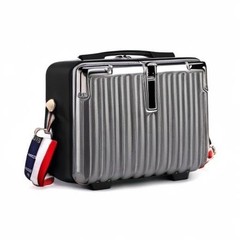 Duleylv Mini Suitcase Hard Shell Makeup Case Stress-Resistant ABS Dark Grey