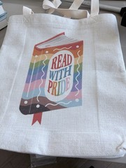Bookishly “Read With Pride” White Canvas Reusable Tote Bag Medium 13×13