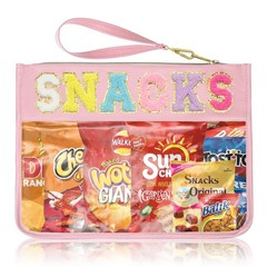 Siwara Snack Bags Clear Pouch for Travel Bag Nylon Cosmetic Pink–Snack