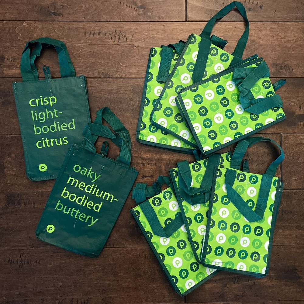 Publix Green Earth-Friendly Reusable Bags Carriers for 4 Wine Bottles — Lot of 8