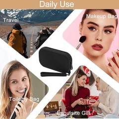HHQQWZ Portable Silicone Makeup Bag for Women, Small Travel 01 Black