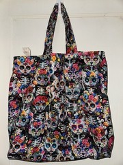 Beautiful Day Of The Dead Kitty Cats Handmade Reversible Washable Tote Bag