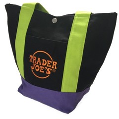 Trader Joe’s Mini Canvas Tote Bag With METAL SNAP FASTENER Halloween & Grocery
