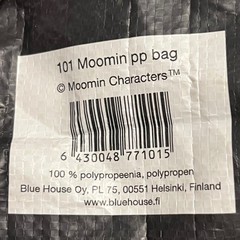 Moomin Characters Reusable Tote Bag Black Polypropylene Shopper