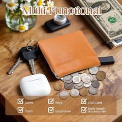 (2-Pack) Mini PU Leather Makeup Bag for Purse – 12×11 cm, Black + Brown
