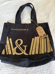 Barnes & Noble Reusable Tote A Bag of Books Organic 100% Cotton Black Gold New