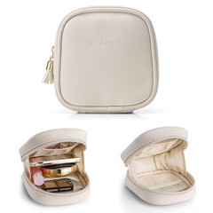 Vlando Mini Makeup Bag, Small Bag for Purse with Slip-in Cream White
