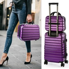 14-Inch Makeup Train Case Hardshell PC+ABS Travel Cosmetic Organizer, purple