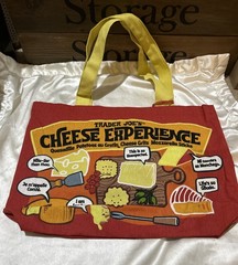 NEW TRADER JOE’S WIDE REUSABLE RED/MULTI TOTE CHEESE HEAVY DUTY 100% COTTON