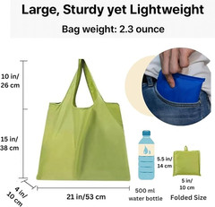 Foldable Reusable Grocery Bags – Heavy Duty 6 Pack with Handles | XL Tote