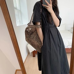 Leopard Print Foldable Tote Bag Lightweight Polyester Leak-Proof Reusable